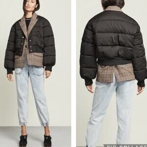 Veronica Beard Larkin Puffer Jacket Blazer Dicket Coat Black Plaid 6 NWOT $898